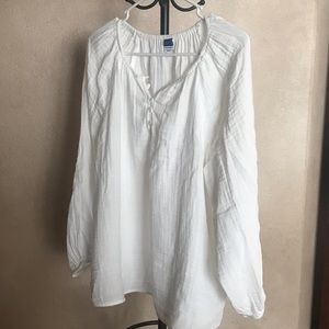 Old Navy White Gauze Long Sleeve Blouse - Size Large